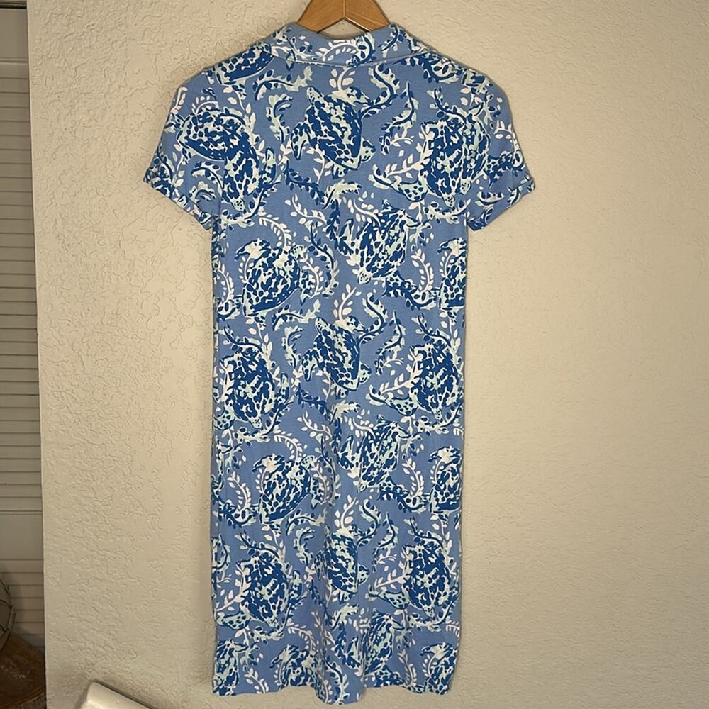 Lilly Pulitzer Sadie Polo Dress Blue Turtle UPF 50+ Preppy Resortwear Vacation - Picture 7 of 9